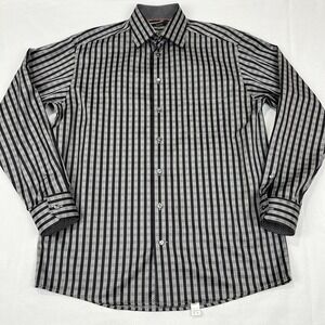 ETON Dress Shirt Button Down Shirt‎ Men 41-16 Black Checkered Shirt Casual Shirt